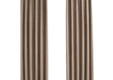 Draperii opace cu cârlige, 2 buc., gri taupe, 140 x 245 cm - 2/5