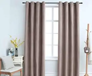 vidaXL Draperii opace cu inele metalice, 2 buc., gri taupe, 140x175 cm