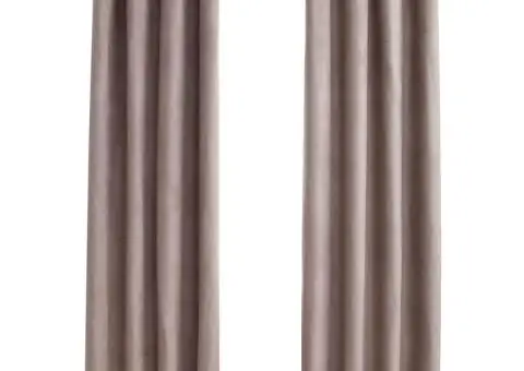 Draperii opace cu inele metalice, 2 buc., gri taupe, 140x175 cm - 2/5