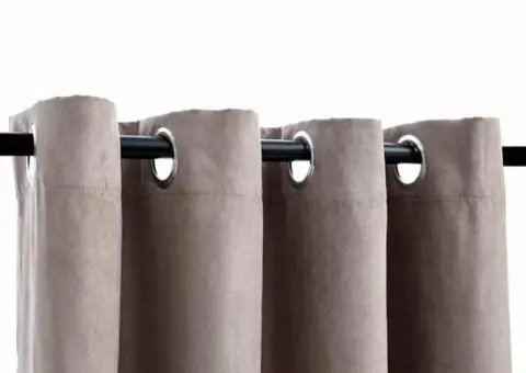 Draperii opace cu inele metalice, 2 buc., gri taupe, 140x175 cm - 3/5