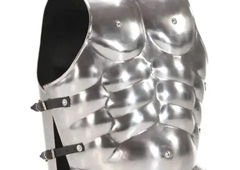 Armură de corp soldat roman, jocuri de rol, argintiu, oțel - 1/5