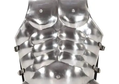 Armură de corp soldat roman, jocuri de rol, argintiu, oțel - 2/5