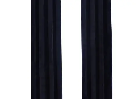 Draperii opace cu inele, 2 buc., negru, 140 x 175 cm, catifea - 2/5