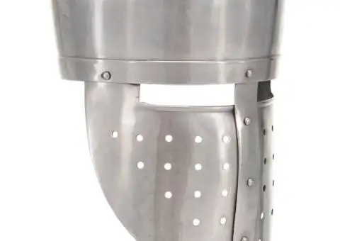 Coif cavaler medieval antic, jocuri pe roluri, argintiu, oțel - 1/5