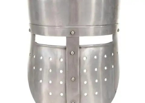 Coif cavaler medieval antic, jocuri pe roluri, argintiu, oțel - 2/5