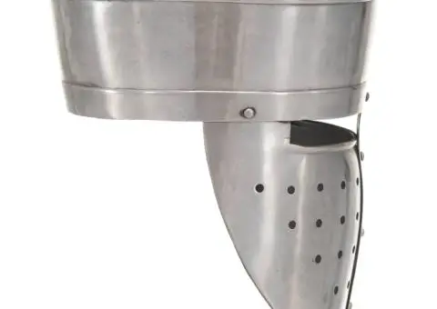 Coif cavaler medieval antic, jocuri pe roluri, argintiu, oțel - 3/5