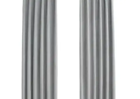 Draperii opace cu cârlige, 2 buc., gri, 140 x 245 cm - 2/5