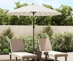 vidaXL Umbrelă de soare de exterior, stâlp aluminiu, nisipiu, 270 cm