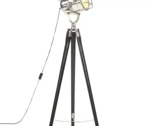 vidaXL Lampă de podea trepied, negru, 97 cm, lemn masiv de mango