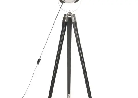 Lampă de podea trepied, negru, 97 cm, lemn masiv de mango - 5/5