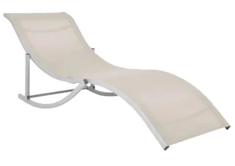 Șezlonguri pliabile, 2 buc., crem, textilenă - 2/5