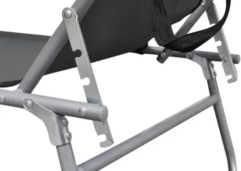 Șezlong pliabil cu copertină, gri, aluminiu - 5/5