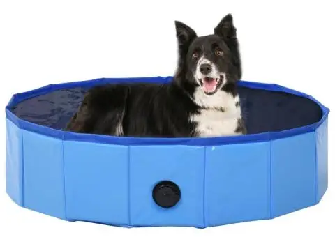 Piscină pentru câini pliabilă, albastru, 80 x 20 cm, PVC - 1/5
