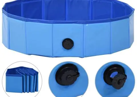 Piscină pentru câini pliabilă, albastru, 80 x 20 cm, PVC - 2/5