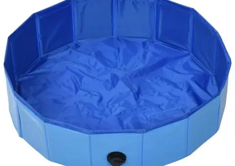 Piscină pentru câini pliabilă, albastru, 80 x 20 cm, PVC - 3/5