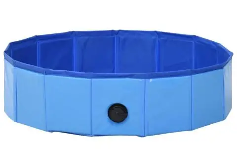 Piscină pentru câini pliabilă, albastru, 80 x 20 cm, PVC - 4/5