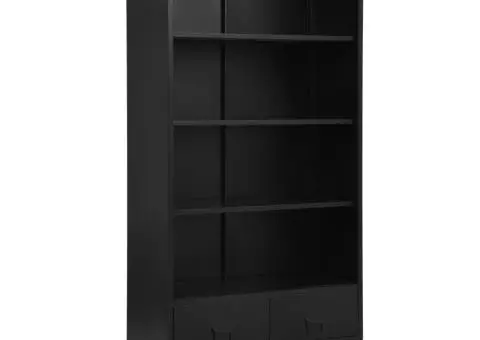 Bibliotecă, negru, 90 x 40 x 180 cm, oțel, industrial - 1/5