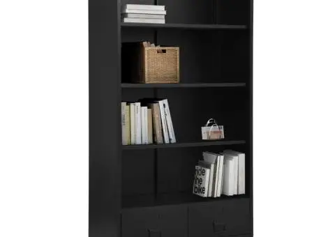 Bibliotecă, negru, 90 x 40 x 180 cm, oțel, industrial - 2/5