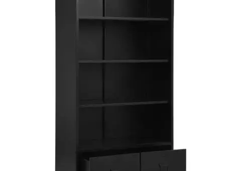 Bibliotecă, negru, 90 x 40 x 180 cm, oțel, industrial - 3/5