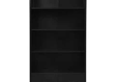 Bibliotecă, negru, 90 x 40 x 180 cm, oțel, industrial - 4/5