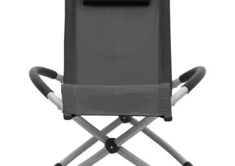 Șezlong pentru copii, negru, oțel - 2/5