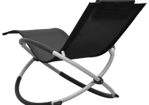 Șezlong pentru copii, negru, oțel - 4/5