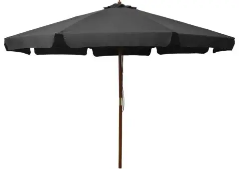 Umbrelă de soare de exterior, stâlp din lemn, antracit, 330 cm - 1/5