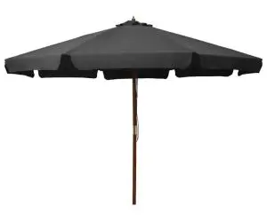 vidaXL Umbrelă de soare de exterior, stâlp din lemn, antracit, 330 cm
