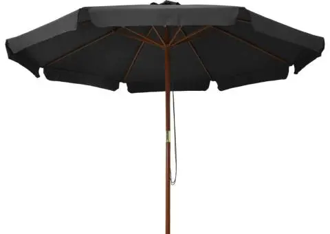 Umbrelă de soare de exterior, stâlp din lemn, antracit, 330 cm - 2/5