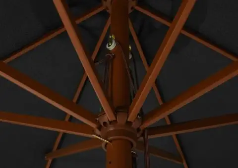 Umbrelă de soare de exterior, stâlp din lemn, antracit, 330 cm - 4/5