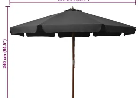Umbrelă de soare de exterior, stâlp din lemn, antracit, 330 cm - 5/5