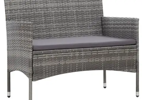 Set mobilier de grădină cu perne, 4 piese, gri, poliratan - 2/5