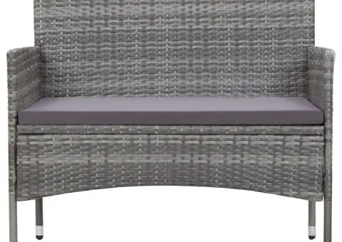 Set mobilier de grădină cu perne, 4 piese, gri, poliratan - 3/5