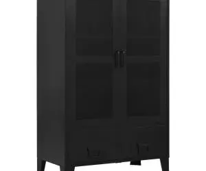 vidaXL Dulap birou cu uși de plasă negru 75x40x120 cm oțel industrial