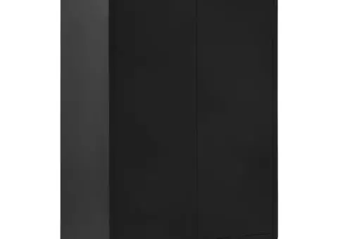 Dulap birou cu uși de plasă negru 75x40x120 cm oțel industrial - 3/5