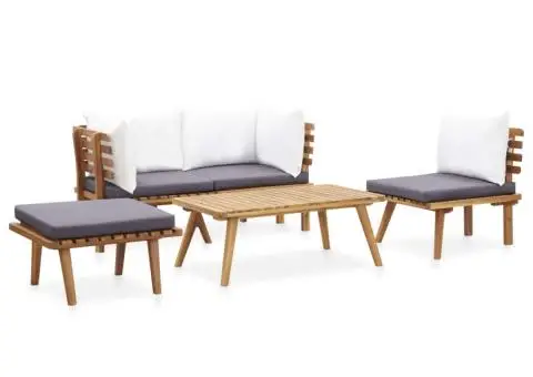 Set mobilier de grădină, 5 piese, lemn masiv de acacia - 2/5