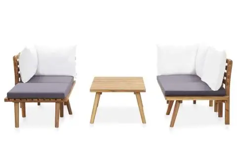 Set mobilier de grădină, 5 piese, lemn masiv de acacia - 3/5