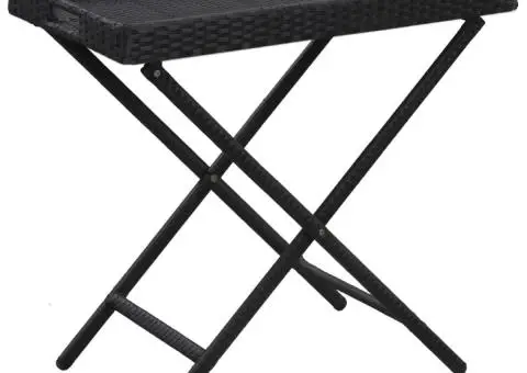 Masă pliabilă, negru, 80 x 45 x 75 cm, poliratan - 1/5
