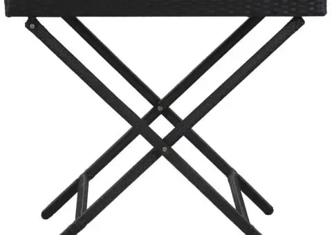 Masă pliabilă, negru, 80 x 45 x 75 cm, poliratan - 2/5