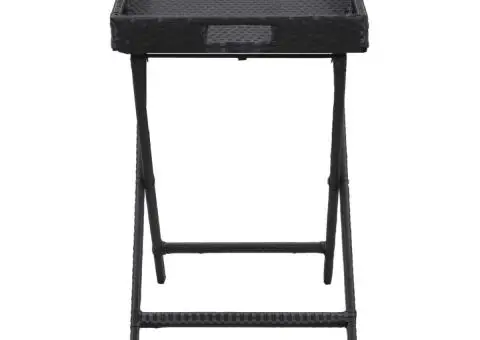 Masă pliabilă, negru, 80 x 45 x 75 cm, poliratan - 3/5