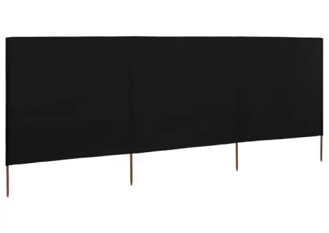 Paravan anti-vânt cu 3 panouri, negru, 400 x 160 cm, textil - 2/5