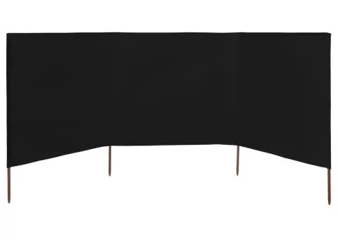 Paravan anti-vânt cu 3 panouri, negru, 400 x 160 cm, textil - 3/5