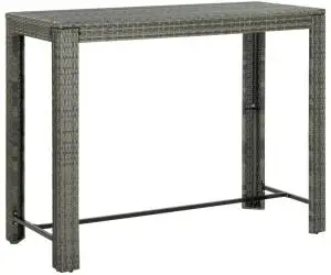 vidaXL Masă de bar de grădină, gri, 140,5 x 60,5 x 110,5 cm, poliratan