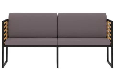 Bancă de grădină cu perne, gri închis, 136cm, lemn masiv acacia - 2/5