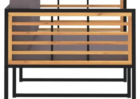 Bancă de grădină cu perne, gri închis, 136cm, lemn masiv acacia - 3/5