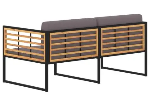 Bancă de grădină cu perne, gri închis, 136cm, lemn masiv acacia - 4/5