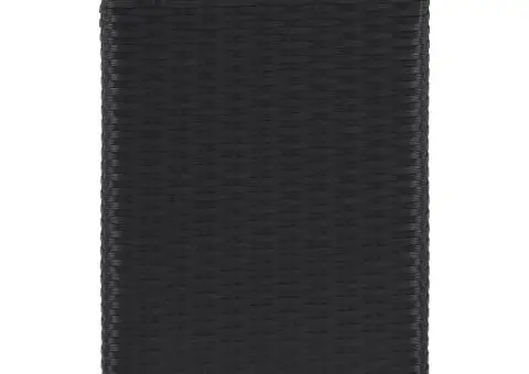 Masă laterală cu blat de sticlă, negru, 35x35x52 cm, poliratan - 2/5