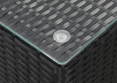 Masă laterală cu blat de sticlă, negru, 35x35x52 cm, poliratan - 4/5