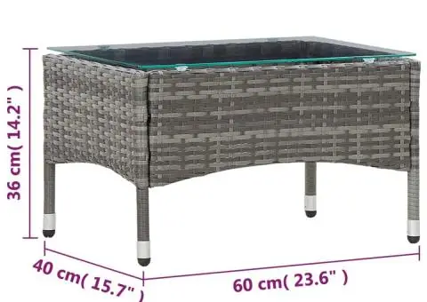 Măsuță de cafea, gri, 60 x 40 x 36 cm, poliratan - 5/5