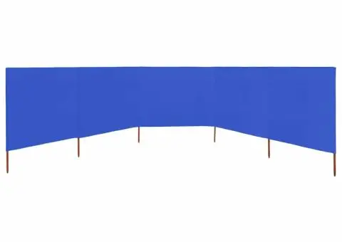 Paravan anti-vânt cu 5 panouri, azur, 600 x 80 cm, textil - 3/5